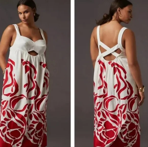 Anthropologie Front Cut Out Maxi Dress Size XL Nwt - Picture 7 of 14